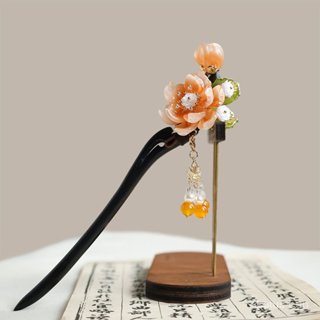 Kẹp tóc thủy tinh và ngọc mun phong cách cổ điển Trung Hoa - Phụ kiện hoàn hảo cho hanfu sườn xám