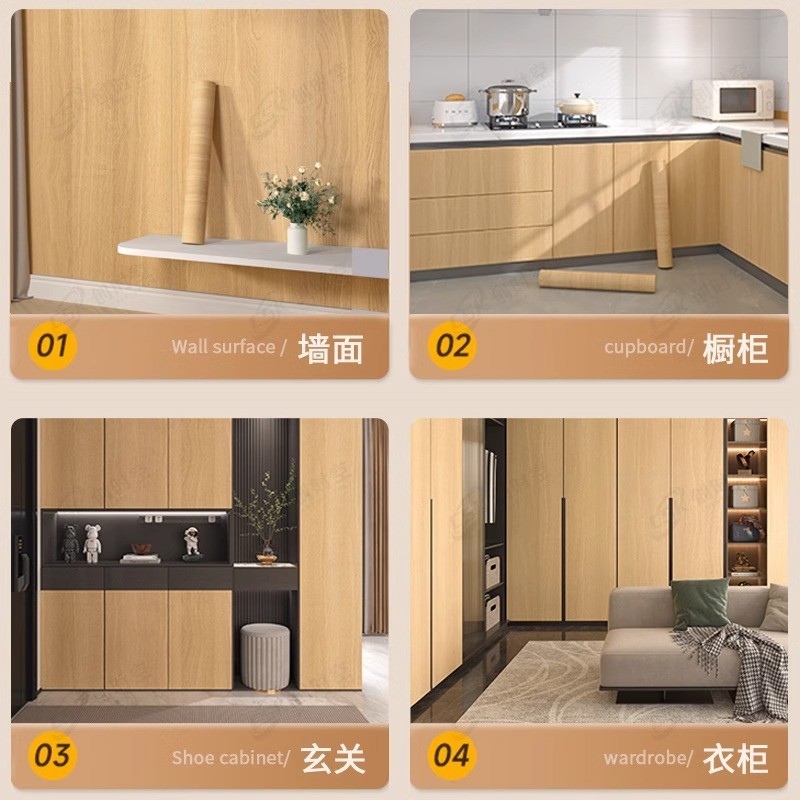 Miếng Dán Giả Gỗ Cao Cấp (Có Sẵn Keo) - Decal Dán Tủ Gỗ Đồ Nội Thất Chống Thấm Nước & Dầu Mỡ - Phim Trang Trí Bàn Ghế Tủ Quần Áo Dày Dặn