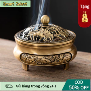 【COD】Lư xông trầm hoa sen bằng đồng cao cấp, chịu nhiệt tốt, kèm lót bông chống cháy an toàn khi sử dụng lâu dài.