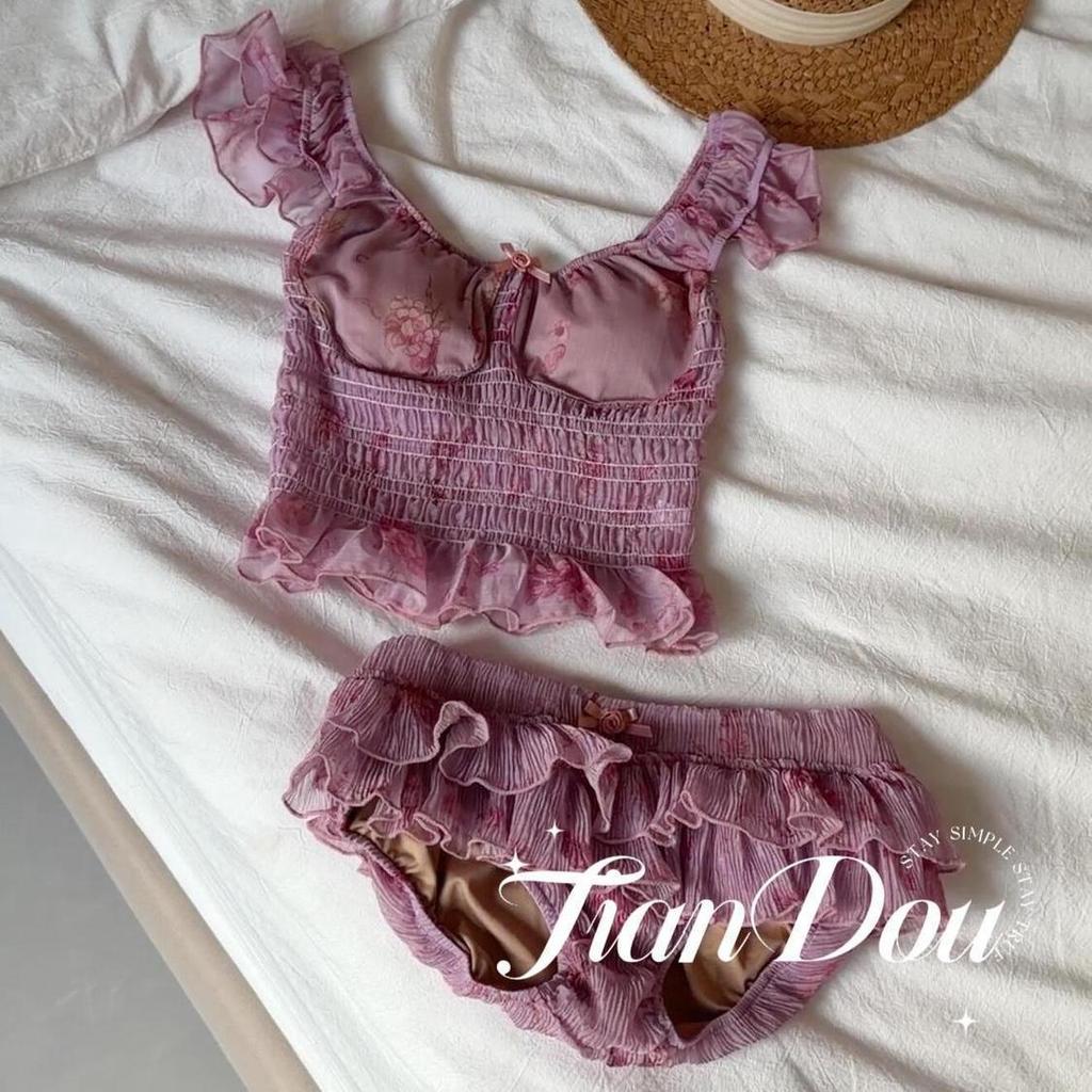 Tím Bikini Off-The-Shoulder Slimming, Phù Hợp Đi Du Lịch Mùa Hè