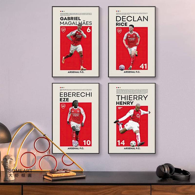 Arsenal Người Chơi Canvas Poster Henry Havertz Saka Bóng Đá Ngôi Sao Nghệ Thuật Treo Tường Cho Phòng Khách Sofa Nền Trang Trí Không Có Khung