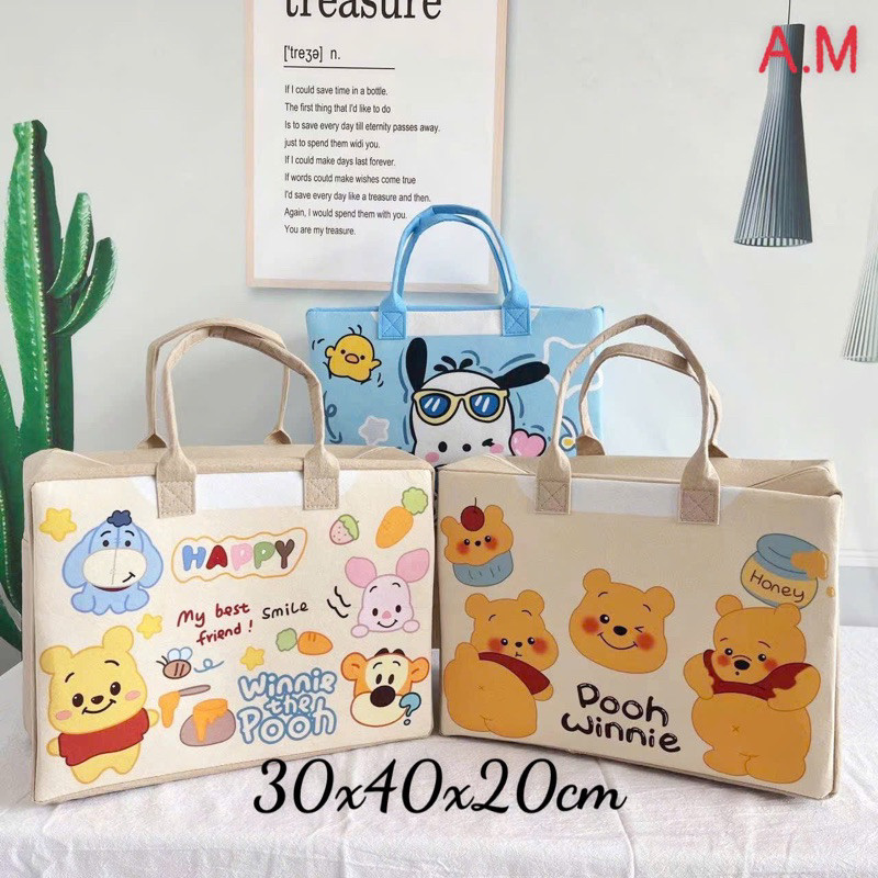 Túi Du Lịch,Túi đựng quần áo Cỡ Lớn Bằng Vải Nỉ Họa Tiết Hoạt Hình Dễ Thương Cho Nữ {FREESHIP}