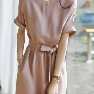 Váy Đầm Nữ Công Sở – Đầm Midi Hồng Khói Thời Trang