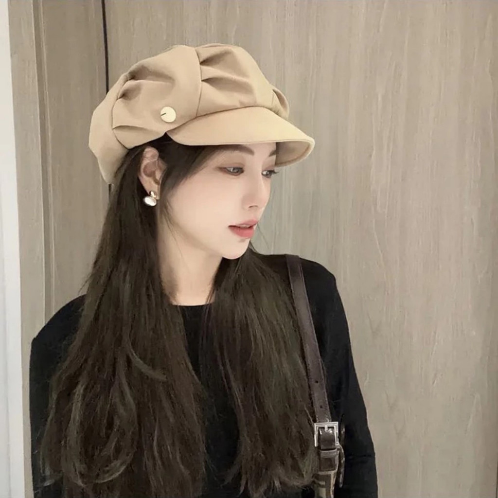 Mũ Nồi Xếp Ly,Mũ Beret Cho Nữ Phong Cách Hàn Quốc Trẻ Trung TL001