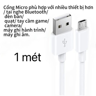 Dây Cáp Sạc  2A  Micro USB dài 1 mét - lõi dây đồng nguyên chất  . Dùng cho các dòng máy  Android đời cũ