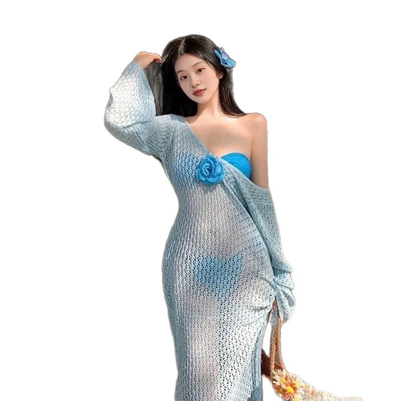 Phụ Nữ Mới Đi Biển Che Áo Dài Gợi Cảm Bikini 3 Miếng Bộ Đồ Bơi Kỳ Nghỉ Thanh Lịch Cho Nữ