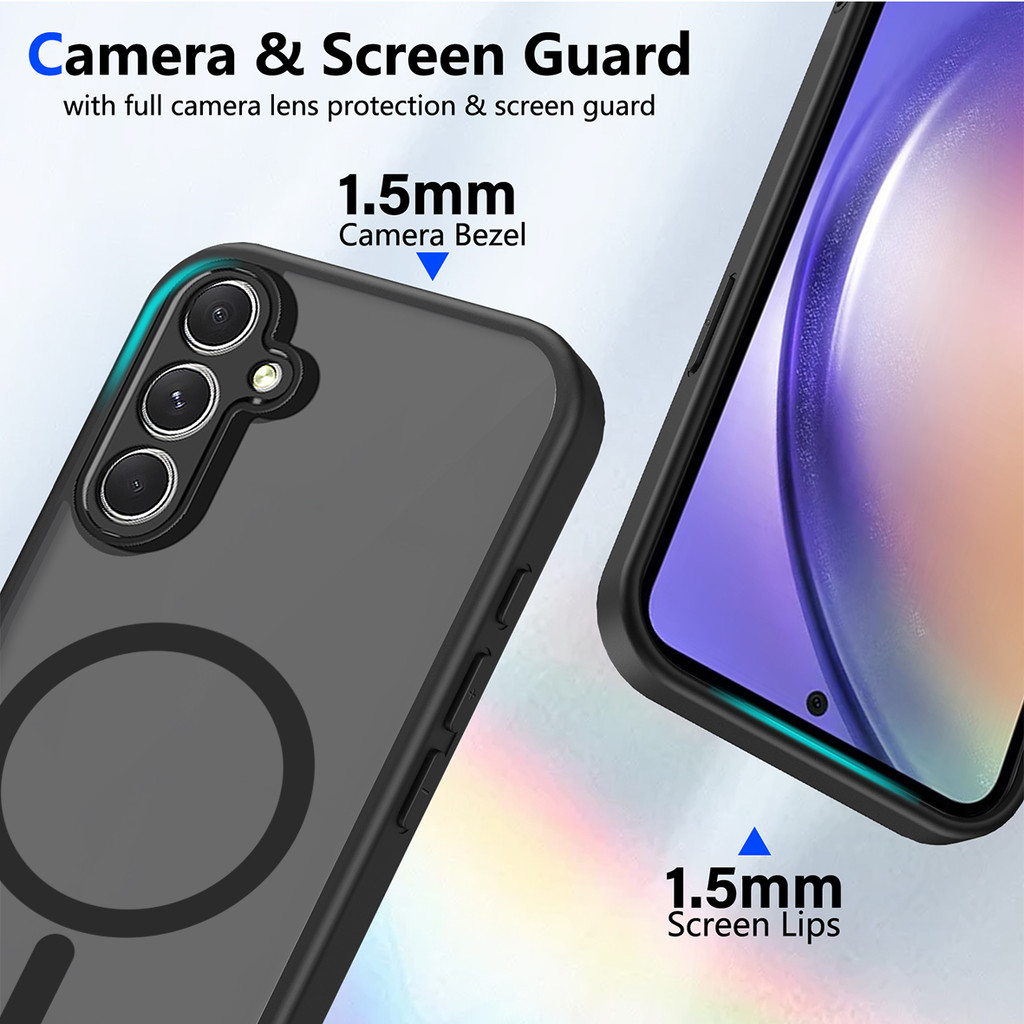 Ốp lưng Samsung A34 5G Vỏ thu hút từ tính màu đen mờ cho Ốp điện thoại Samsung Galaxy A34 5G