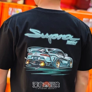 Hàng sẵn có Áo thun ngắn tay thể thao siêu mát in họa tiết xe hơi Châu Âu và Châu Mỹ Unisex dáng rộng Áo thun cổ tròn mới