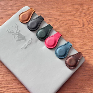 Hàng sẵn có Crazy Horse Leather Hai mặt Từ tính Bookmark Clip Handmade Lớp đầu tiên Sổ tay da bò Trang trí sáng tạo dễ thương HBJ7