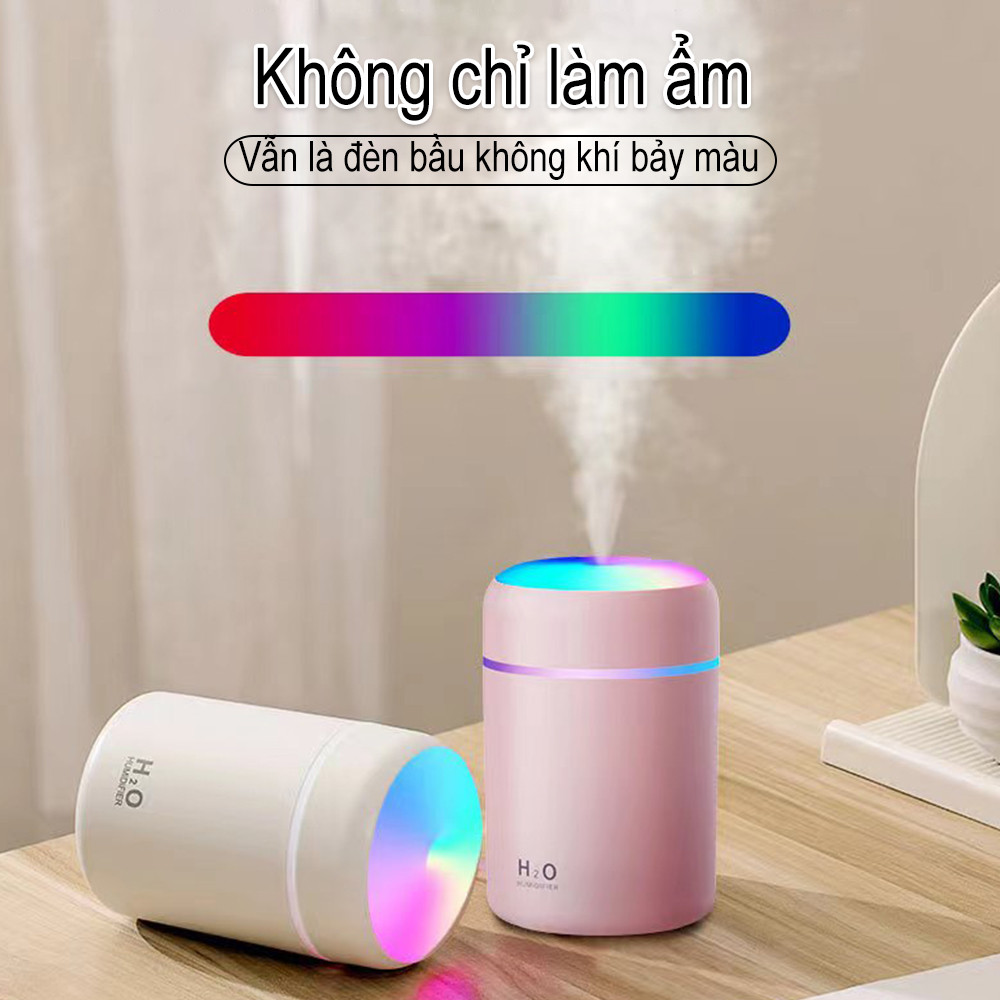 Máy tạo độ ẩm không khí im lặng dành cho gia đình ô tô 300ml USB nhỏ đầy màu sắc phun máy tạo độ ẩm ban đêm