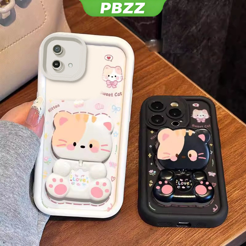 Ốp Lưng Cho OPPO a16k Vỏ Mềm Silicon Chống Sốc Thiết Kế Mới Thẩm Mỹ Hoạt Hình Mèo Có Giá Đỡ Cho Gương JTMMZJ01