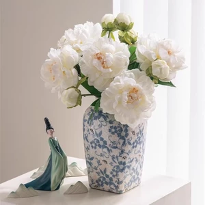 Hoa Mẫu Đơn Thược Dược giả 2 đầu 68cm cao cấp - Hoa lụa decor phòng khách sang trọng & Hoa cầm tay cô dâu (1 cành)