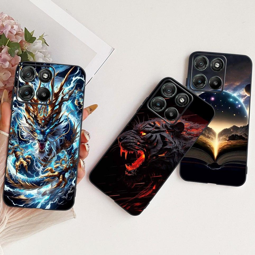 Dành Cho Motorola Moto G67 Power Motorola G57 Điện Thoại Ốp Lưng Mèo Rồng Hoạt Hình Thiết Kế Ốp Lưng Màu Đen Mềm Vỏ Silicon