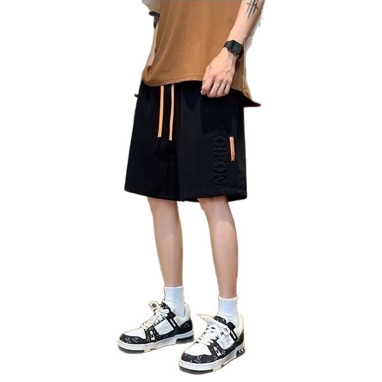 Quần Short Nam Lụa Thoáng Khí, Chữ In Nổi - Phù Hợp Mùa Hè