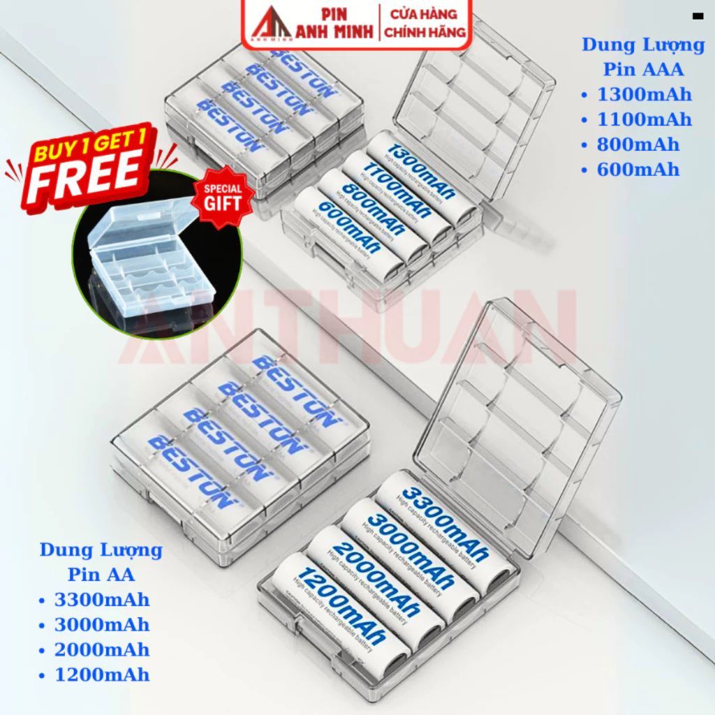 Pin sạc Beston AA / AAA 1.2V Dung lượng cao 3300mAh ... 600mAh Pin Tiểu 2A Pin Đũa 3A Chất Lượng Cao BT01