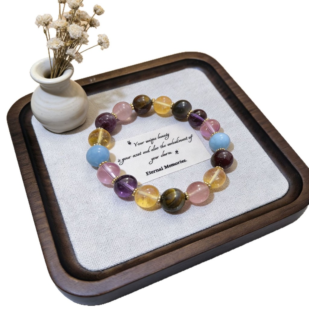 Đá Tự Nhiên Multigem Vòng Tay Ins Sang Trọng Dopamine Cầu Vồng Trang Sức Dành Cho Nữ Người Bạn Thân Nhất