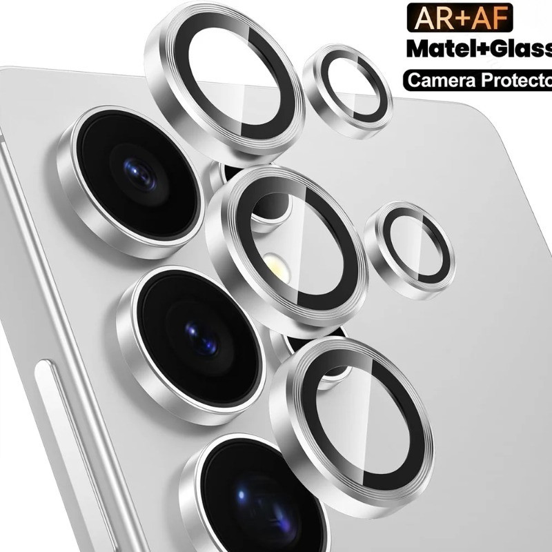 Vòng bảo vệ camera điện thoại cho Galaxy S25/S25 Plus/S25 Ultra, kính cường lực bảo vệ ống kính, hợp kim nhôm, tương thích Samsung