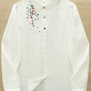 Áo sơ mi nữ 100% cotton, thêu hoa nhỏ, phù hợp mọi season