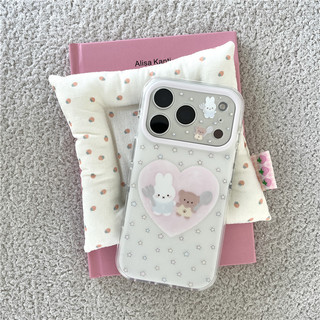 Ốp điện thoại iPhone 17 Pro max 16 Pro max Rabbit Bear họa tiết TPU materia IMD