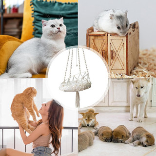 Võng Mèo, Tua Rua Dệt Thủ Công Treo Giường Thú Cưng Cho Mèo Con & Chó Con, Võng Xoay Cho Mèo Ngủ Loung