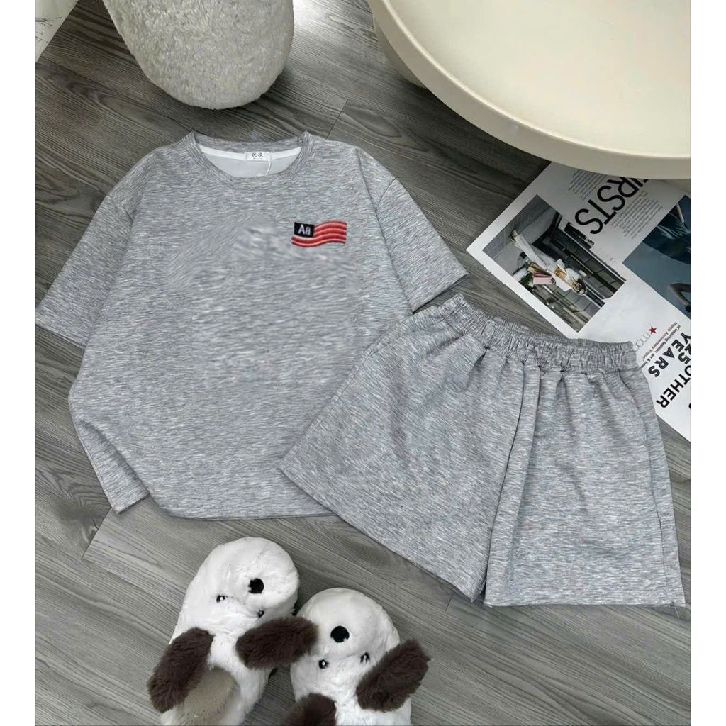 SET BộGỒM 2 MÓN Quần ĐÙI CỘC TRƠN XĐẬM+PHỐI PHÔNG  X ĐẬM FORM RỘNG -THOITRAGTHUBIO