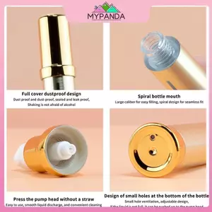MYPANDA 10ml15ml20ml Vàng / Bạc Trống Bơm Chân Không Không Khí Kem Dưỡng Da Và Chai Di Động Mẫu Paing Cho Đồ Vệ Sinh.