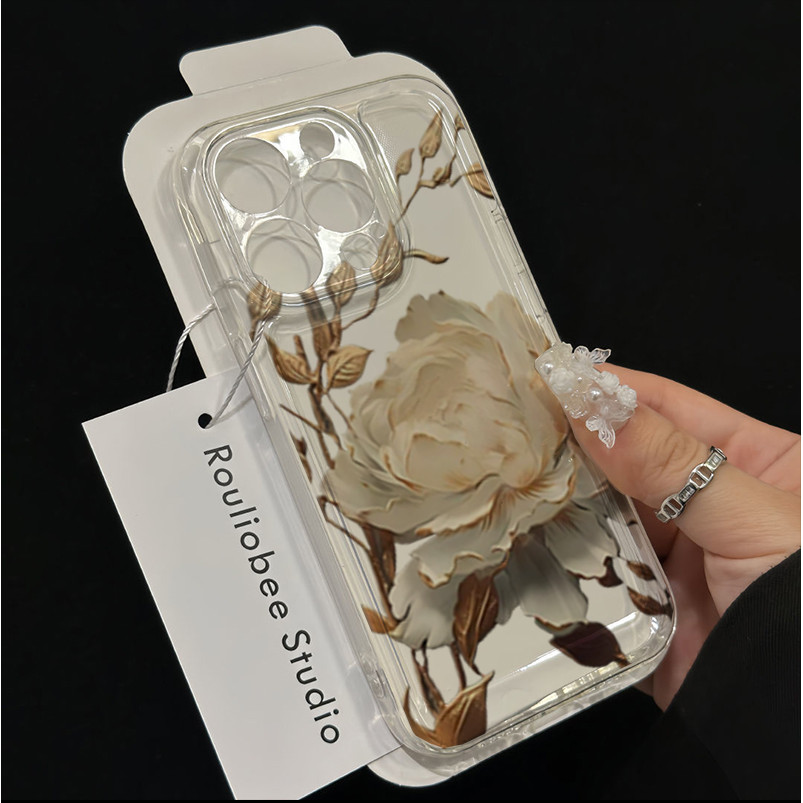 Ốp Điện Thoại In Hoa Cho IPhone 17 AIR 17 11 15 Pro Max Plus Vỏ Silicon Trong Suốt Mềm