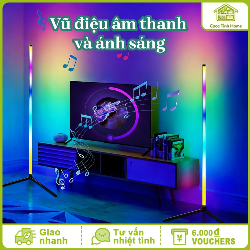 Cây Đèn LED RGB 124cm - Thiết Kế Hiện Đại, Nhạy Theo Nhạc, Điều Khiển APP/Remote, Trang Trí PC/Tivi/Phòng Hoàn Hảo