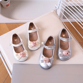 Bé Gái Giày Cho Tiệc Cưới Nơ Với Hoa Công Chúa Trẻ Em Hoa Đế Mềm Mary Janes Size 23-36 Cổ Điển Mùa Xuân Mới