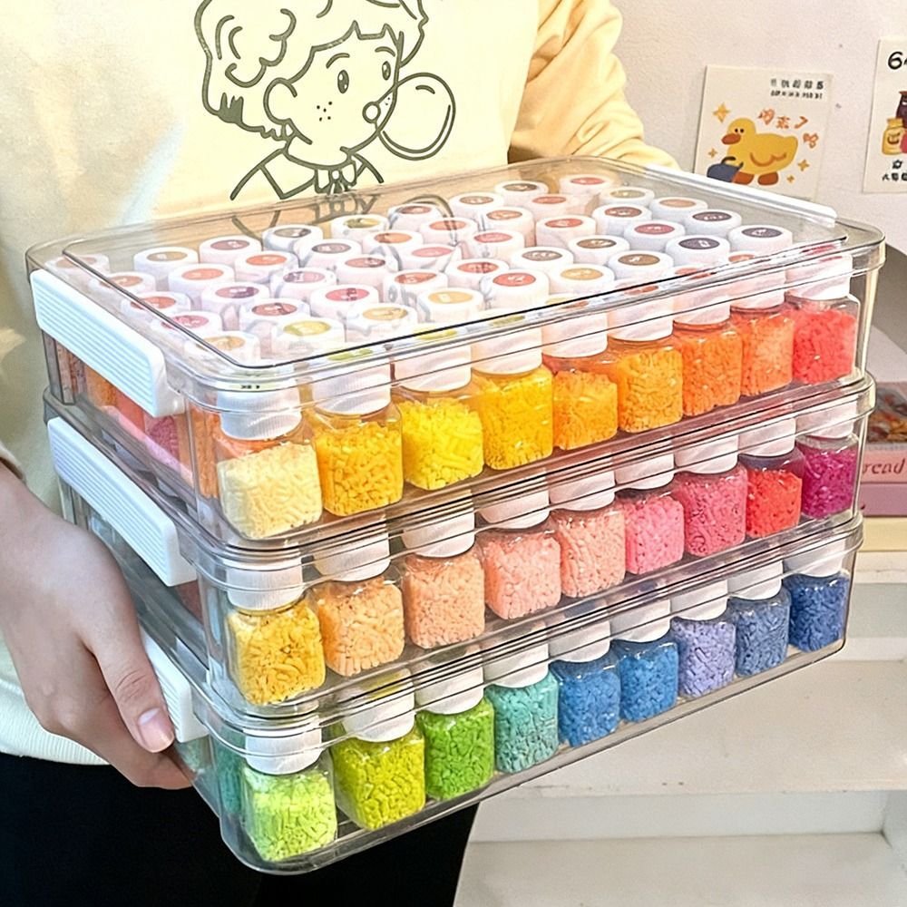 Hộp đóng gói hạt Perler HIGHVIEWLS, Chống bụi có nắp Hộp lưu trữ hạt Perler, Chai lưu trữ hạt dung tích lớn trong suốt di động Dụng cụ tổ chức tại nhà
