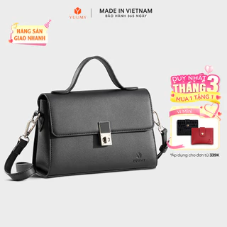 Túi Yuumy (Thời trang nữ nắp gập khoá xoay thanh lịch size 21 - Túi đeo chéo da Seasand YN302)