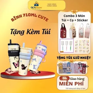 Bình Giữ Nhiệt Cute 710Ml - Thời Trang và Tiện Lợi, Có Quai Sách, Inox 304 Giữ Nhiệt Tuyệt Vời!