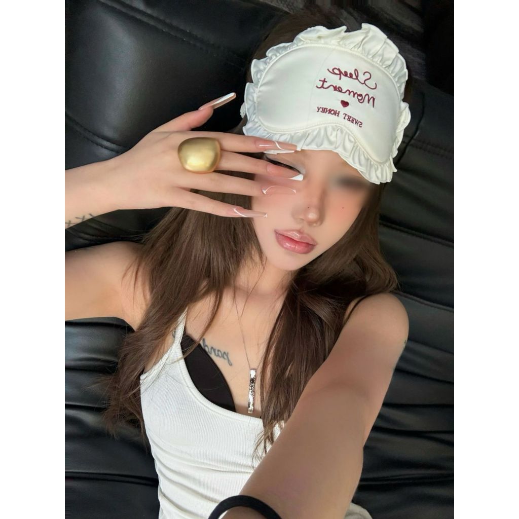 LXY Cao Cấp Thêu Ngọt Ngào Mặt nạ Mắt Xù Nấm Cạnh Du Lịch Giả Lụa Hỗ Trợ Giấc Ngủ Cô Gái Trái Tim Ngủ