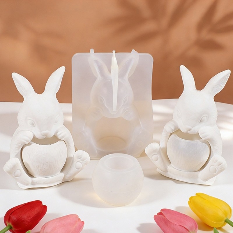 Khuôn Silicon Hình Thỏ Cho Giá Đỡ và Hoa - Trang Trí Nhà Cửa Handmade