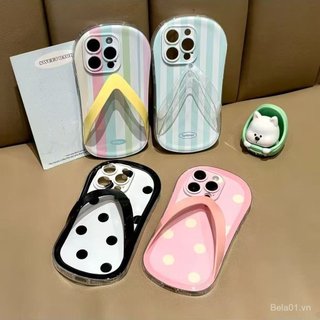 Ốp Điện Thoại Thích Hợp Cho iPhone Chấm Bi Sọc Lật Thích Hợp Cho iPhone16 / 15pro Dép 17promax Vỏ Điện Thoại 14 13 Sáng Tạo 12 / 11 Vỏ Bảo Vệ 2BGF