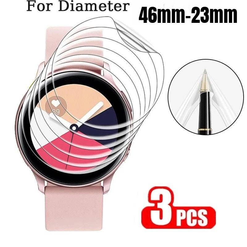 3 Bộ Phim Mềm Hydrogel Ultra HD Cho Đường Kính 46mm 45mm 44mm 43mm 42mm 41mm 39mm 38mm 37mm 36mm 35mm 34mm 23mm 24mm 25mm Trong Suốt Đồng Hồ Thông Minh Bảo Vệ Màn Hình Phim Mềm Chống Glare