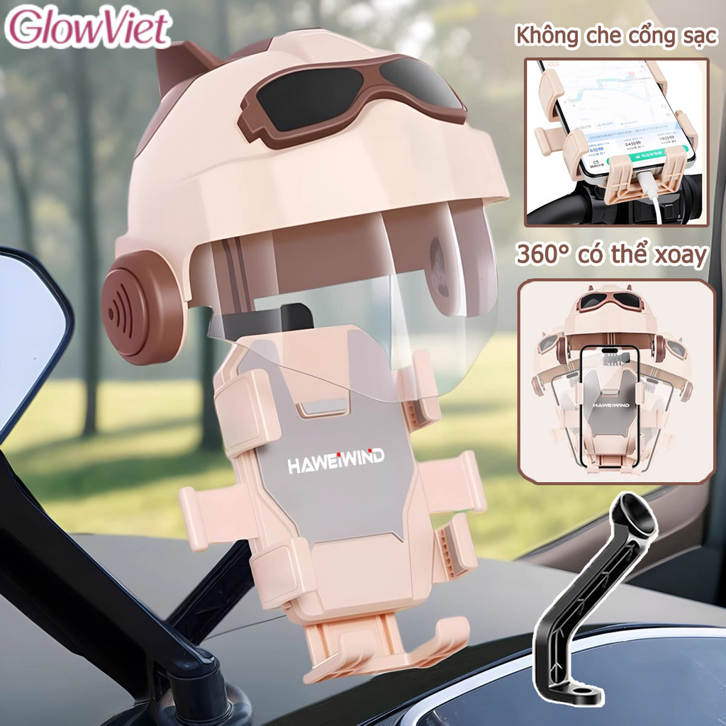 Giá đỡ điện thoai xe máy – xe đạp: Xoay 360° linh hoạt, Chống Sốc, bền bỉ dưới nắng mưa – Lắp đặt chắc chắn