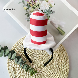ZNCE _ Cat in the Hat Phụ kiện trang phục Dr Seuss Băng đô 1 hoặc 2 chiếc Dr Seuss Cat the Hat Băng đô Mũ sọc trắng Phụ kiện trang phục hóa trang cho bữa tiệc Halloween Sự kiện trường học