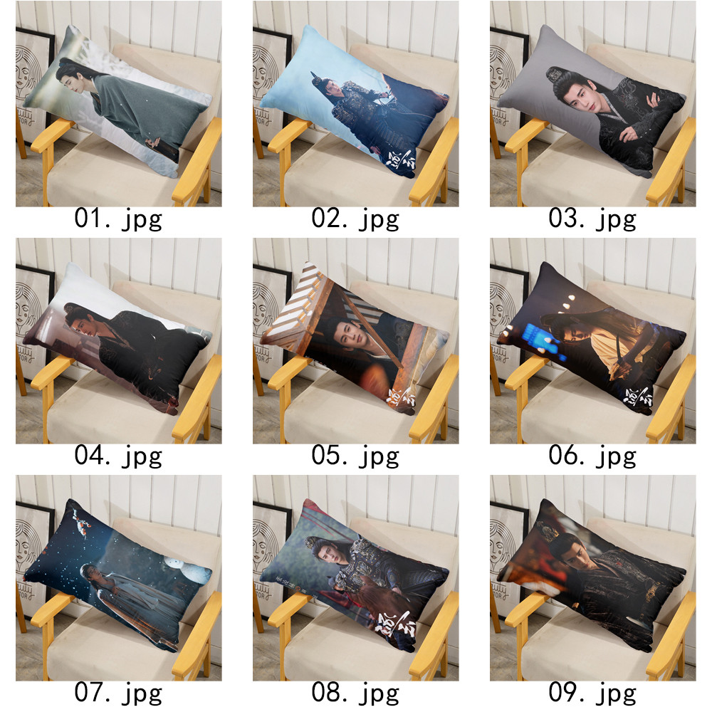 Theo đuổi vỏ gối ngọc bích, Vỏ gối Polyester hình chữ nhật một mặt Zhang LingHe, Máy có thể giặt được, Thích hợp để trang trí phòng khách giường Sofa (Không bao gồm lõi)