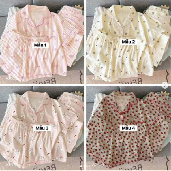 BỘ PYJAMA NỮ 3 MÓN 12 MẪU