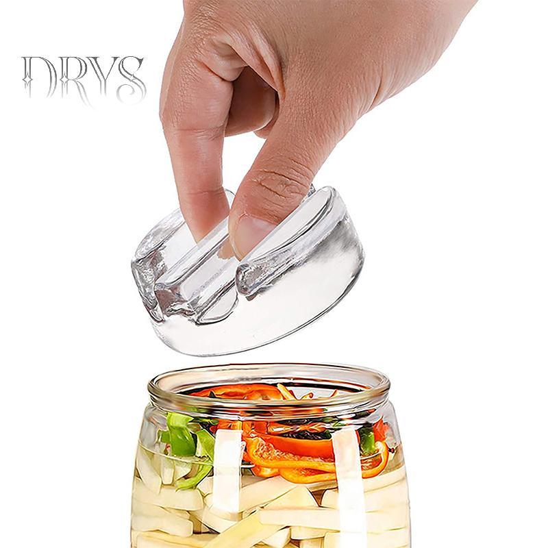 (TFT) Trọng lượng thủy tinh lên men có tay cầm dễ dàng Nắp lên men thủy tinh nặng cho cọc lọ Cro Kimchi MỚI