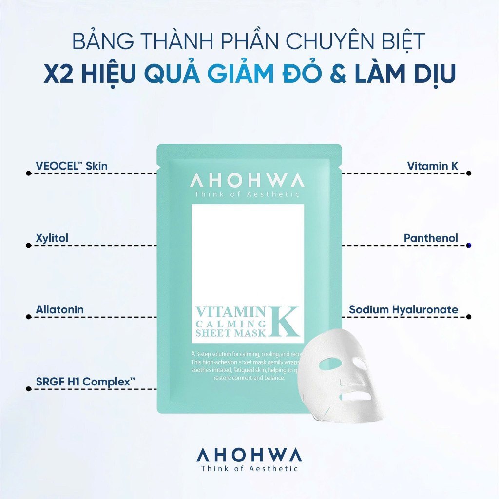 Mặt Nạ AHOHWA Vitamin K Calming Mask Cấp Ẩm Phục Hồi
