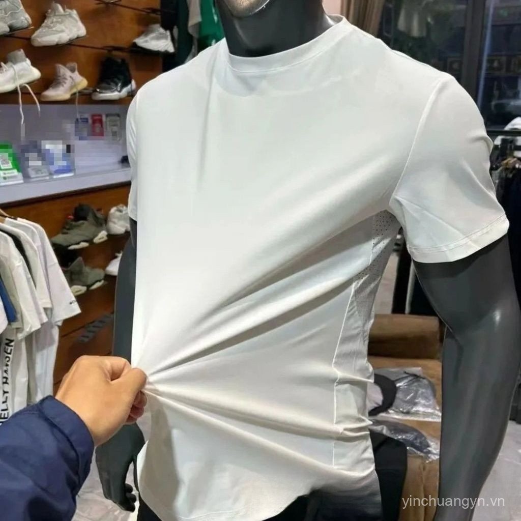 Áo thun nam dáng rộng thoáng khí, khô nhanh, tay ngắn lưới, phù hợp mùa hè, có size lớn