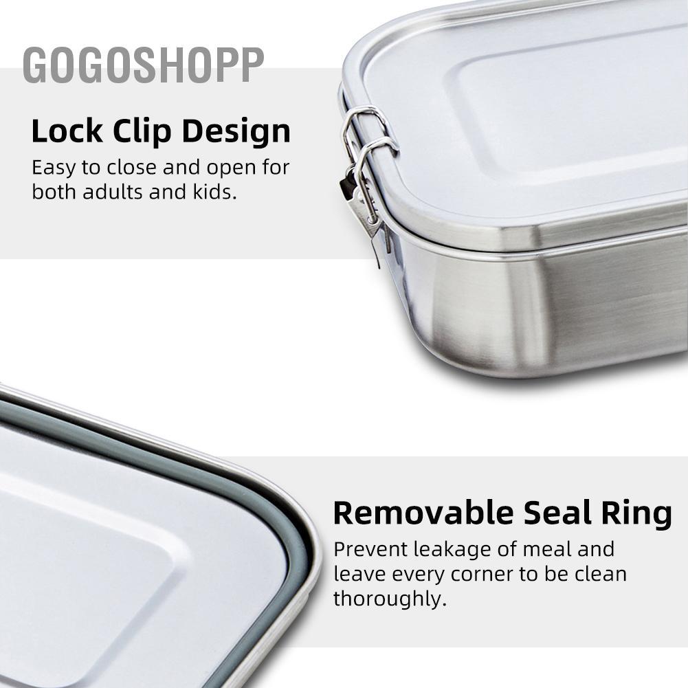 Gogoshopp 304 Hộp Đựng Cơm Trưa Bằng Thép Không Gỉ- Hộp Đựng Kim Loại 2 Ngăn Hộp Bento Cho Trẻ Em Và Người Lớn 800ML Máy Rửa Bát An Toàn
