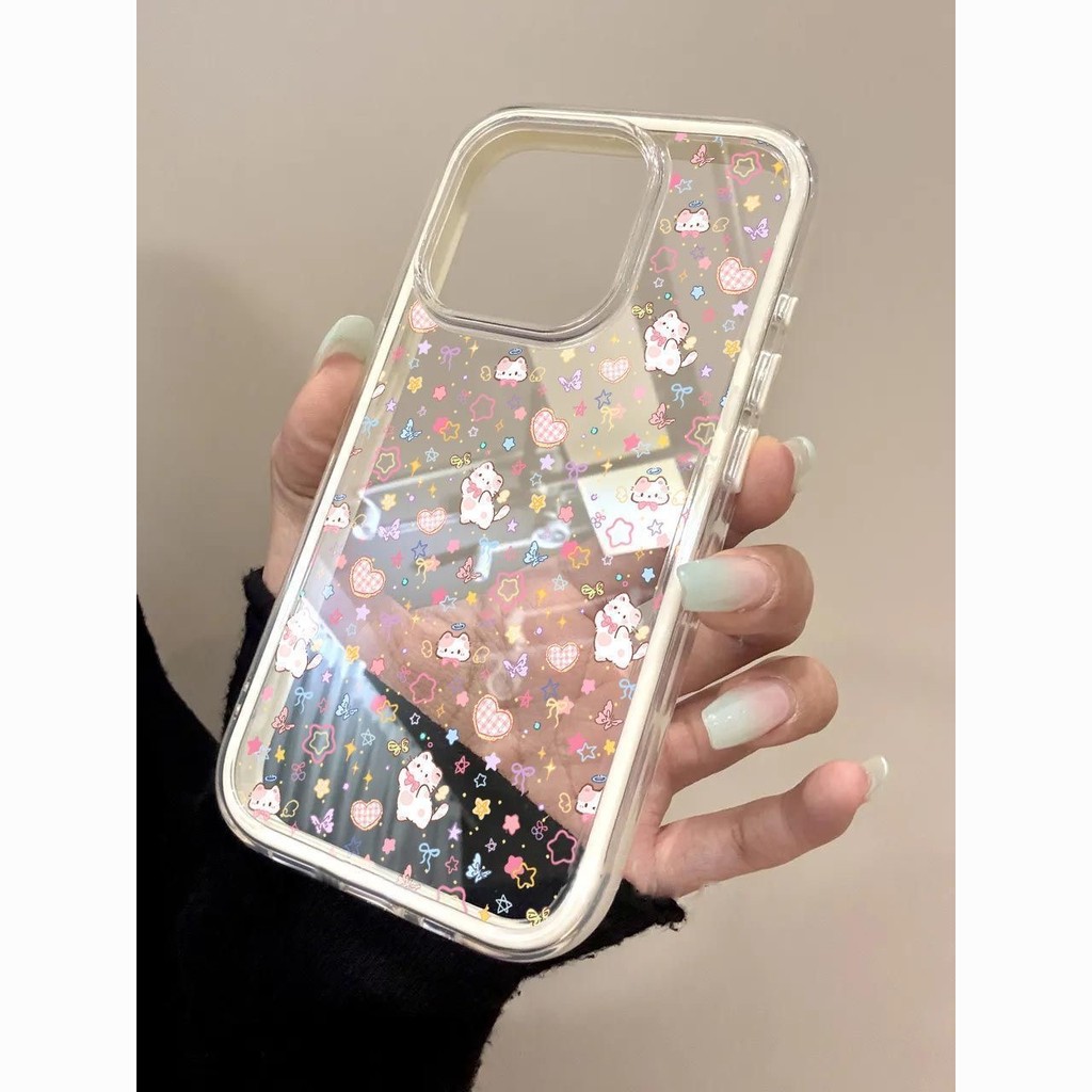 Màn hình đầy sao mèo phù hợp với vỏ điện thoại iPhone 17/16/15, iPhone 16 Pro Max/14/13 trong suốt 12/11
