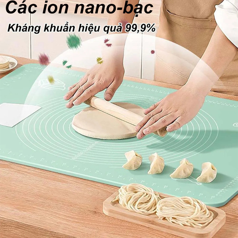 Thảm Nhào Bột Silicon 50x70cm Dày 4mm - Chống Dính Cao Cấp, An Toàn, Dễ Vệ Sinh, Lót Làm Bánh Quy & Nướng Bánh