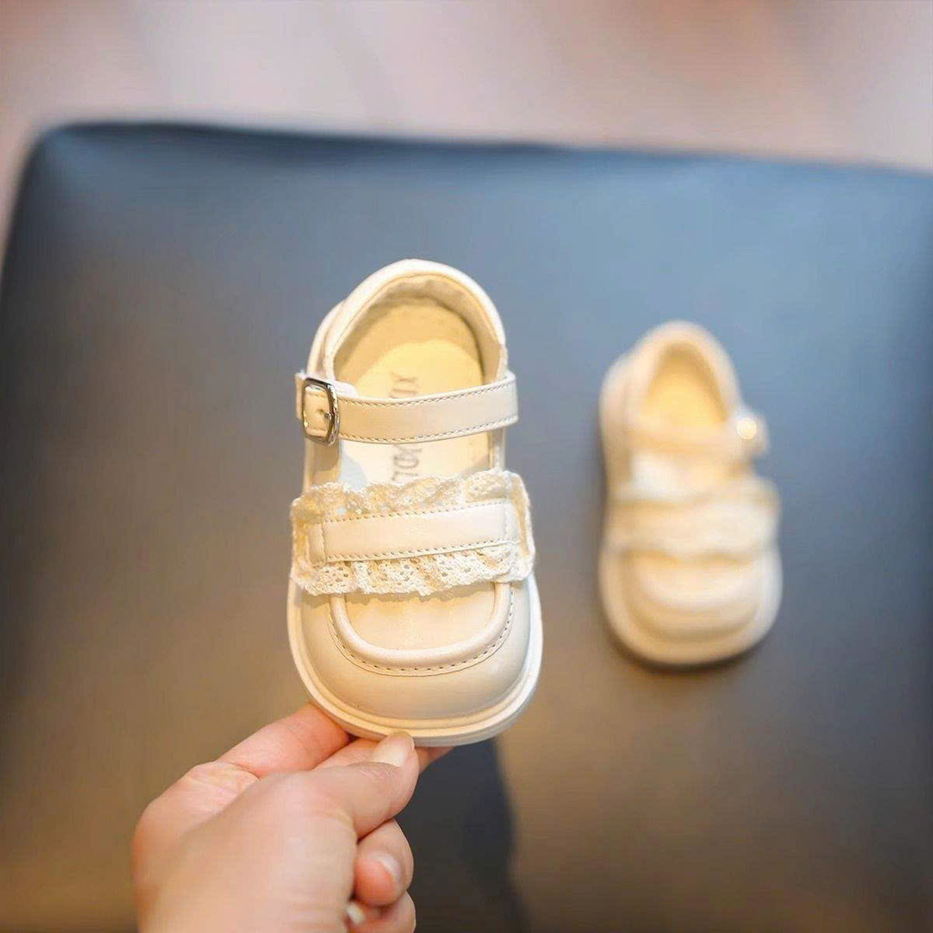 Giày búp bê cho bé gái da PU bèo ren xinh xắn - Giày bệt công chúa điệu đà cho bé tập đi 2601 Chip & mom