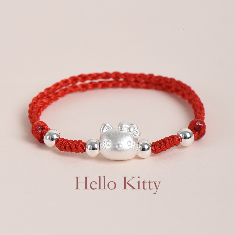 Vòng tay nữ Hello Kitty màu bạc nguyên chất 999