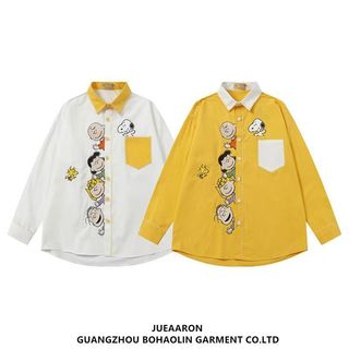 Dễ thương áo sơ mi dài tay Snoopy với hình hoạt hình mới lạ