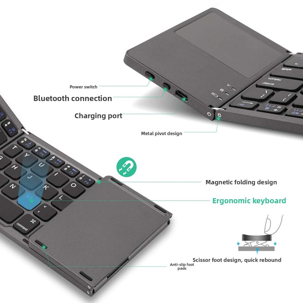 Bàn phím Bluetooth cảm ứng có thể gập lại bán chạy Điện thoại di động Máy tính bảng Laptop Universal